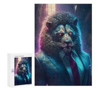 Rompecabezas para Adultos 300 PCS Boss Lion in Suit Rompecabezas para Adultos Juegos Familiares Corte De Precisión Cumpleaños Y Navidad 300 PCS