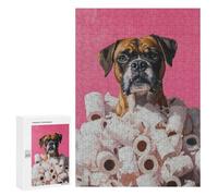 Rompecabezas para Adultos 300 PCS Boxer Dog in Toilet Paper Painting Boxer Dog Toilet Art Rompecabezas para Adolescentes Juego De Ingenio Análisis Y Lógica 300 PCS
