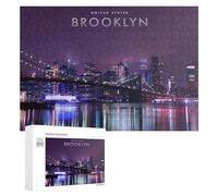 Rompecabezas para Adultos 300 PCS Brooklyn Nights City Lights Reflecting on Water Rompecabezas para Adultos Juguete Decoración De Pared Regalos para Mujeres Gran Regalo para Juegos 300 PCS