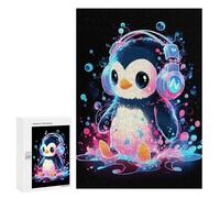 Rompecabezas para Adultos 300 PCS Bubble Penguin Headphones Rompecabezas para Adultos Juegos Relajantes Mejora La Memoria Cumpleaños Y Navidad 300 PCS