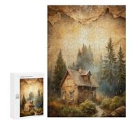 Rompecabezas para Adultos 300 PCS Cabin in The Woods Rainy Day Rompecabezas para Adultos Juegos Relajantes Difícil Regalos para Amigos Y Familiares 300 PCS