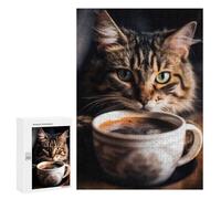 Rompecabezas para Adultos 300 PCS Caffeine Cat 5 Rompecabezas para Adultos Juegos Familiares Corte De Precisión Cumpleaños Y Navidad 300 PCS
