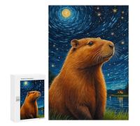 Rompecabezas para Adultos 300 PCS Capybara Starry Night Rompecabezas para Adultos Juegos Relajantes Análisis Y Lógica Cumpleaños Y Navidad 300 PCS