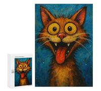 Rompecabezas para Adultos 300 PCS Cartoon Cat with Tongue out Painting Rompecabezas para Adultos Juego De Ingenio Desafío Difícil 300 PCS