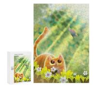 Rompecabezas para Adultos 300 PCS Cat and Butterfly Rompecabezas para Adultos Juegos Relajantes Regalo De Cumpleaños Gran Regalo para Jugar 300 PCS