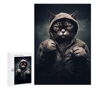 Rompecabezas para Adultos 300 PCS Cat Boxer Portrait Rompecabezas para Adultos Juegos Familiares Corte De Precisión Cumpleaños Y Navidad 300 PCS
