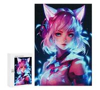 Rompecabezas para Adultos 300 PCS Cat Girls Anime Neon Juego De Rompecabezas para Ejercitar La Mente Corte De Precisión Interacción Entre Padres E Hijos 300 PCS