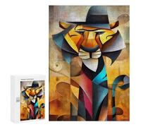 Rompecabezas para Adultos 300 PCS Charming Tiger - Cubist Gentleman of The Wild Rompecabezas para Adultos Juegos Divertidos Decoración Desafiante De Completar 300 PCS