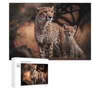 Rompecabezas para Adultos 300 PCS Cheetahs in The Wild Rompecabezas para Adultos Juego De Ingenio Decoración Perfecta Cumpleaños Y Navidad 300 PCS