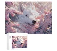 Rompecabezas para Adultos 300 PCS Cherry Blossom Wolf Serenity Rompecabezas para Adultos Juguete Decoración De Pared Regalos para Mujeres Gran Regalo para Juegos 300 PCS