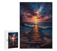 Rompecabezas para Adultos 300 PCS Coastal Pier Sunset Rompecabezas para Adultos Juegos Familiares Corte De Precisión Cumpleaños Y Navidad 300 PCS
