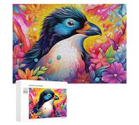 Rompecabezas para Adultos 300 PCS Colorful Bird in Floral Paradise Rompecabezas para Adolescentes Juego De Ingenio Carrera De Velocidad De Manos Regalos De Cumpleaños Y Únicos 300 PCS
