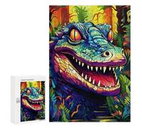 Rompecabezas para Adultos 300 PCS Colorful Crocodile in Jungle Rompecabezas para Adultos Juegos Divertidos Pero Regalos Divertidos Y Humorísticos para Amigos Y Familiares 300 PCS