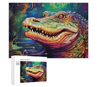 Rompecabezas para Adultos 300 PCS Colorful Crocodile in Lush Jungle -2 Rompecabezas para Adultos Juegos Divertidos Pero Regalos Divertidos Y Humorísticos para Amigos Y Familiares 300 PCS