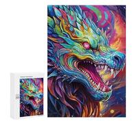 Rompecabezas para Adultos 300 PCS Colorful Dragon Artwork -4 Rompecabezas para Adolescentes Juego De Ingenio Carrera De Velocidad De Manos Regalos De Cumpleaños Y Únicos 300 PCS