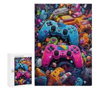 Rompecabezas para Adultos 300 PCS Colorful Gaming Controllers -8 Rompecabezas para Adolescentes Juego De Ingenio Carrera De Velocidad De Manos Regalos De Cumpleaños Y Únicos 300 PCS