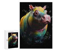 Rompecabezas para Adultos 300 PCS Colorful Hippo with Bubbles Rompecabezas para Adultos Juguete Decoración De Pared Regalos para Mujeres Gran Regalo para Juegos 300 PCS