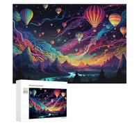 Rompecabezas para Adultos 300 PCS Colorful Hot Air Balloons Sky-1 Rompecabezas para Adultos Juegos Relajantes Análisis Y Lógica Cumpleaños Y Navidad 300 PCS
