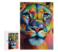 Rompecabezas para Adultos 300 PCS Colorful Lioness Animals Rompecabezas para Adultos Juegos Relajantes Difícil Regalos para Amigos Y Familiares 300 PCS
