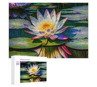 Rompecabezas para Adultos 300 PCS Colorful Lotus Pond Reflections Rompecabezas para Adultos Juego De Ingenio Decoración Perfecta Cumpleaños Y Navidad 300 PCS