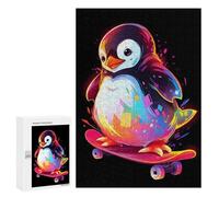 Rompecabezas para Adultos 300 PCS Colorful Penguin Skater Rompecabezas para Adolescentes Juego De Ingenio Análisis Y Lógica 300 PCS