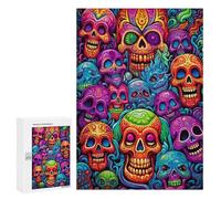 Rompecabezas para Adultos 300 PCS Colorful Skulls Artwork Rompecabezas para Adultos Juego De Ingenio Decoración Perfecta Cumpleaños Y Navidad 300 PCS