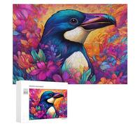 Rompecabezas para Adultos 300 PCS Colorful Toucan Amidst Flowers Rompecabezas para Adultos Juego De Ingenio Decoración Perfecta Cumpleaños Y Navidad 300 PCS