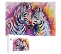 Rompecabezas para Adultos 300 PCS Colorful Zebras Artistic Watercolor Splash Rompecabezas para Adultos Juegos Divertidos Pero Regalos Divertidos Y Humorísticos para Amigos Y Familiares 300 PCS