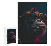 Rompecabezas para Adultos 300 PCS Cool Monkey and Sunglasses Rompecabezas para Adultos Juguetes Antiestrés Mejora La Memoria Regalos De Cumpleaños Y Únicos 300 PCS