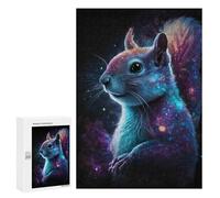 Rompecabezas para Adultos 300 PCS Cosmic Squirrel Art Print-2 Rompecabezas para Adultos Desafío Difícil Ayuda A Ejercitar El Cerebro Juego De Desafío Único 300 PCS