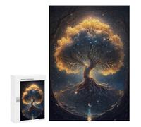 Rompecabezas para Adultos 300 PCS Cosmic Tree of Life Juego De Rompecabezas para Ejercitar La Mente Corte De Precisión Interacción Entre Padres E Hijos 300 PCS