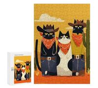 Rompecabezas para Adultos 300 PCS Cowboy Cats in The Desert Rompecabezas para Adultos Juegos Relajantes Difícil Regalos para Amigos Y Familiares 300 PCS