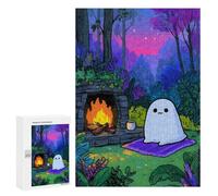 Rompecabezas para Adultos 300 PCS Cozy Ghost by The Fireplace Juego De Rompecabezas para Ejercitar La Mente Corte De Precisión Interacción Entre Padres E Hijos 300 PCS