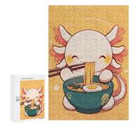 Rompecabezas para Adultos 300 PCS Cute Axolotl Eating Ramen Rompecabezas para Adultos Juegos Relajantes Difícil Regalos para Amigos Y Familiares 300 PCS