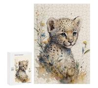 Rompecabezas para Adultos 300 PCS Cute Baby Cheetah Painting Rompecabezas para Adultos Juegos Relajantes Decoración De Pared Regalos para Amigos Y Familiares 300 PCS