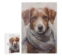 Rompecabezas para Adultos 300 PCS Cutest Pup in A Scarf Juego De Rompecabezas para Ejercitar La Mente Corte De Precisión Interacción Entre Padres E Hijos 300 PCS