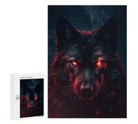 Rompecabezas para Adultos 300 PCS Dangerous Wolf Red Eyes Rompecabezas para Adultos Juegos Familiares Corte De Precisión Cumpleaños Y Navidad 300 PCS
