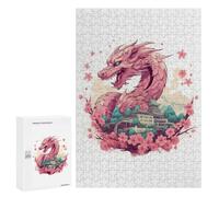 Rompecabezas para Adultos 300 PCS Dragon Amidst Cherry Blossoms -8 Rompecabezas para Adultos Juegos Relajantes Mejora La Memoria Cumpleaños Y Navidad 300 PCS