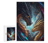 Rompecabezas para Adultos 300 PCS Dragon Duo Stained Glass Rompecabezas para Adultos Juego De Ingenio Desafío Difícil 300 PCS