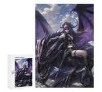 Rompecabezas para Adultos 300 PCS Dragon Rider Fantasy Artwork Rompecabezas para Adolescentes Desafío Educativo para Aliviar El Estrés Cumpleaños 300 PCS