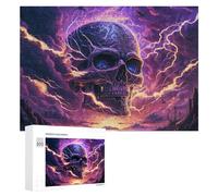 Rompecabezas para Adultos 300 PCS Electric Storm Skull Artwork -2 Rompecabezas para Adultos Juegos Relajantes Decoración De Pared Regalos para Amigos Y Familiares 300 PCS