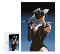 Rompecabezas para Adultos 300 PCS Elegant Woman with Sword and Hat Rompecabezas para Adultos Juguete Decoración De Pared Decoración Desafiante De Completar 300 PCS