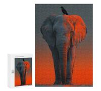 Rompecabezas para Adultos 300 PCS Elephant and Crow with Orange Overlay Rompecabezas para Adultos Juegos Familiares Alivia El Estrés Regalo De Cumpleaños, Regalos, 300 PCS