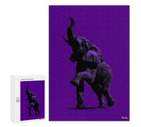 Rompecabezas para Adultos 300 PCS Elephant Silhouette - Majestic Strength on Purple Rompecabezas para Adultos Juegos Familiares Alivia El Estrés Regalo De Cumpleaños, Regalos, 300 PCS