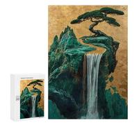 Rompecabezas para Adultos 300 PCS Emerald Golden Waterfall Bonsai Japanese Rompecabezas para Adultos Juego Práctico Mejora La Memoria Regalos para Amigos Y Familiares 300 PCS