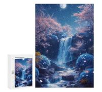 Rompecabezas para Adultos 300 PCS Enchanted Nightfall Waterfall -2 Rompecabezas para Adolescentes Ensamblaje De Patrones Interacción Entre Padres E Hijos Hermoso Juego De Diseño 300 PCS