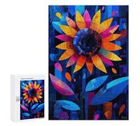 Rompecabezas para Adultos 300 PCS Expressionist Geometry Sunflower - Vibrant Abstract Floral Art Rompecabezas para Adultos Juegos Relajantes Mejora La Memoria Difícil Y Desafiante 300 PCS