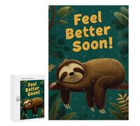 Rompecabezas para Adultos 300 PCS Feel Better Soon Sloth Illustration Rompecabezas para Adultos Juegos Divertidos Decoración Desafiante De Completar 300 PCS