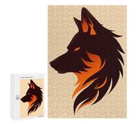 Rompecabezas para Adultos 300 PCS Fierce Wolf Vector Portrait in Fiery Orange Tones Juego De Rompecabezas para Ejercitar La Mente Corte De Precisión Interacción Entre Padres E Hijos 300 PCS