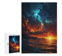 Rompecabezas para Adultos 300 PCS Fiery Sunset Over Ocean Rompecabezas para Adultos Juego De Ingenio Regalos para Mujeres Regalos para Amigos Y Familiares 300 PCS